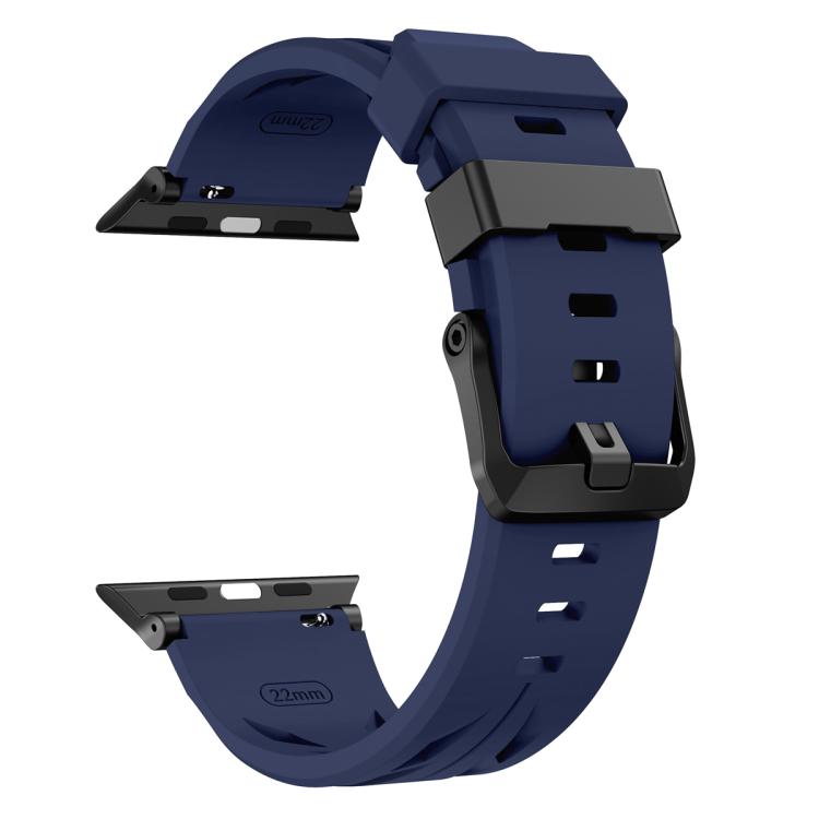For Apple Watch 46mm / 49mm / 45mm / 44mm Black Pin Buckle Silicone Watch Band