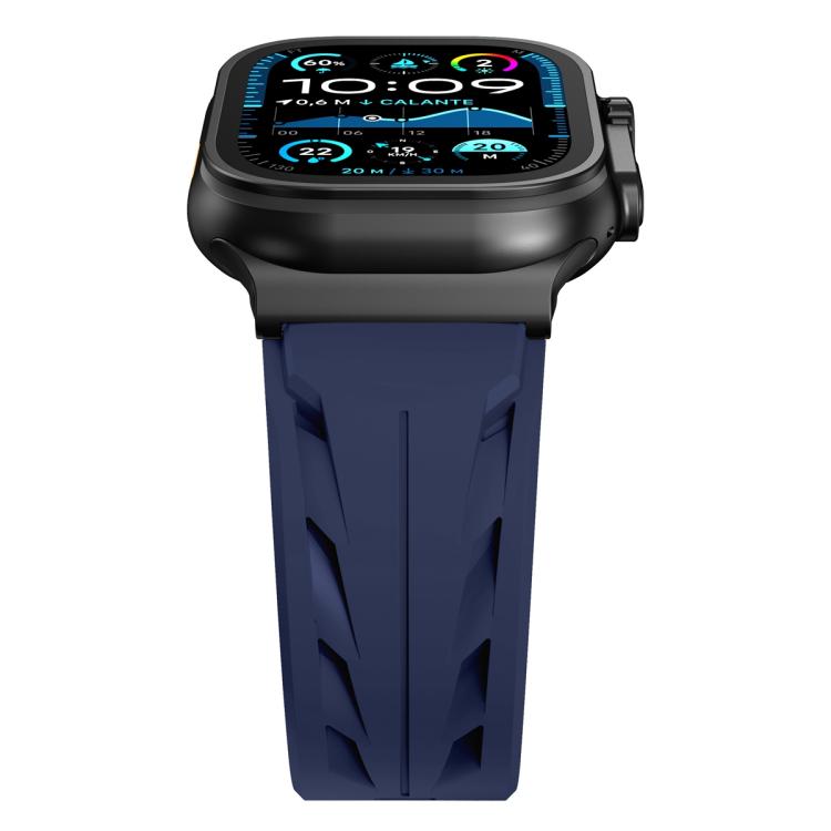 For Apple Watch 46mm / 49mm / 45mm / 44mm Black Pin Buckle Silicone Watch Band
