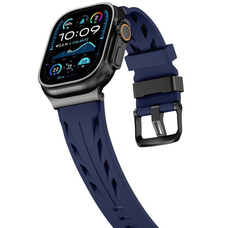 For Apple Watch 46mm / 49mm / 45mm / 44mm Black Pin Buckle Silicone Watch Band