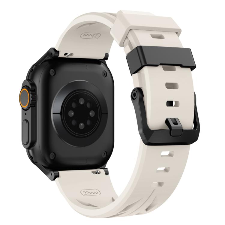 For Apple Watch 46mm / 49mm / 45mm / 44mm Black Pin Buckle Silicone Watch Band