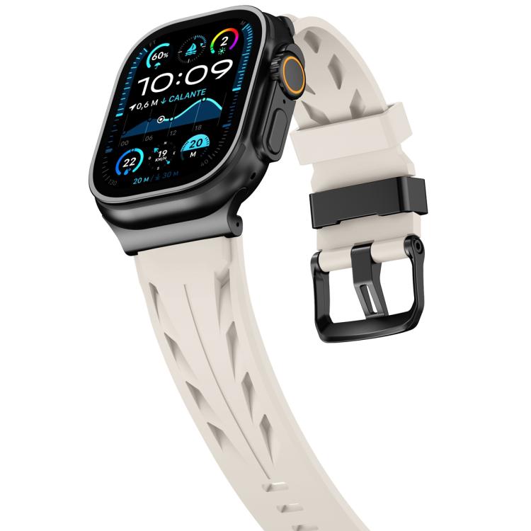 For Apple Watch 46mm / 49mm / 45mm / 44mm Black Pin Buckle Silicone Watch Band