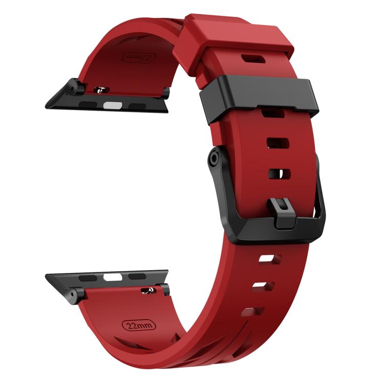 For Apple Watch 46mm / 49mm / 45mm / 44mm Black Pin Buckle Silicone Watch Band