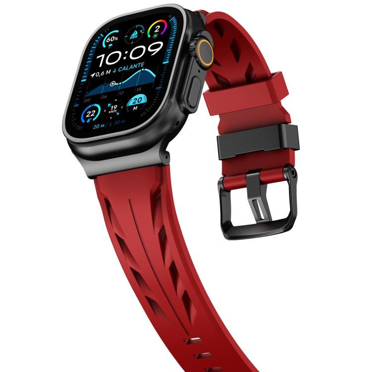 For Apple Watch 46mm / 49mm / 45mm / 44mm Black Pin Buckle Silicone Watch Band