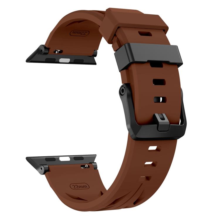 For Apple Watch 46mm / 49mm / 45mm / 44mm Black Pin Buckle Silicone Watch Band