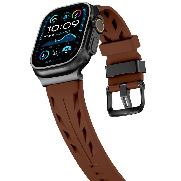 For Apple Watch 46mm / 49mm / 45mm / 44mm Black Pin Buckle Silicone Watch Band