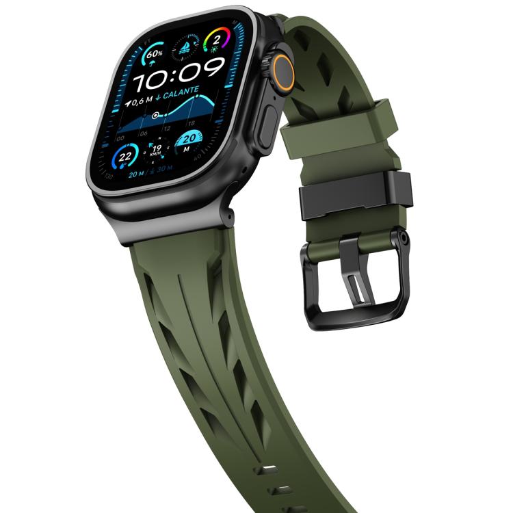 For Apple Watch 42mm / 41mm / 40mm / 38mm Black Pin Buckle Silicone Watch Band