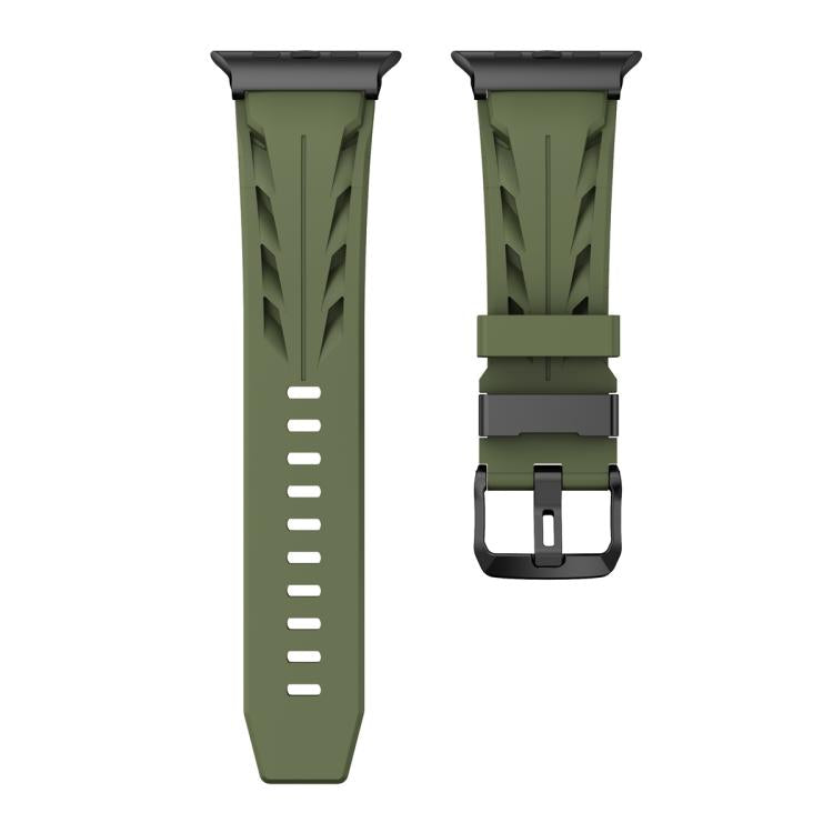 For Apple Watch 42mm / 41mm / 40mm / 38mm Black Pin Buckle Silicone Watch Band
