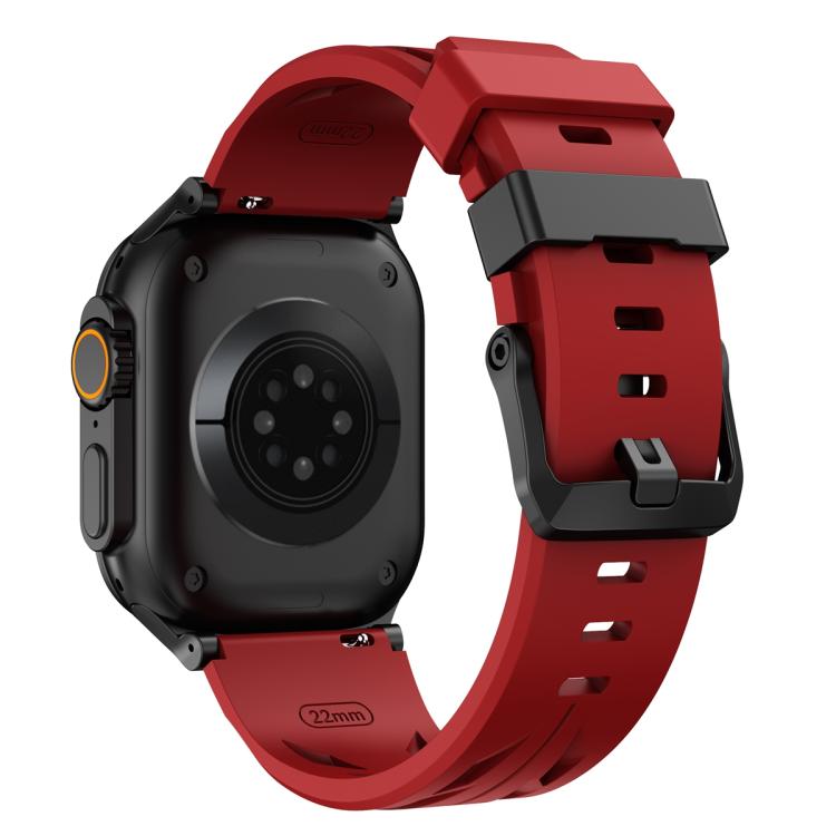 For Apple Watch 42mm / 41mm / 40mm / 38mm Black Pin Buckle Silicone Watch Band