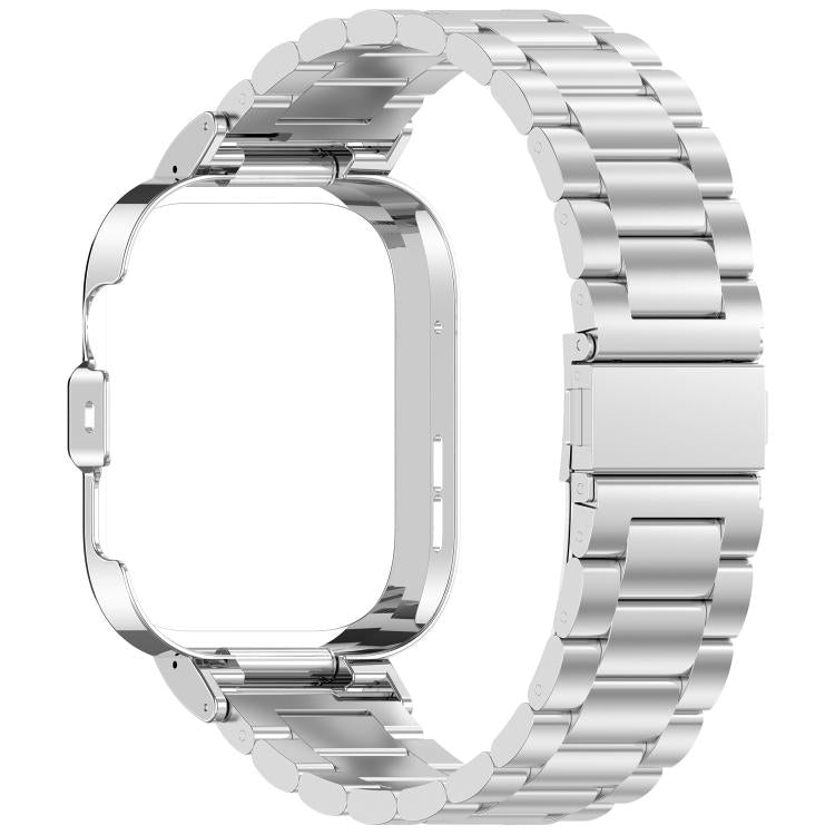 For Huawei Watch Fit 4 Pro Metal Frame Integrated Three Beads Buckle Stainless Steel Watch Band