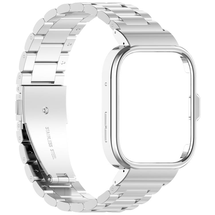 For Huawei Watch Fit 4 Pro Metal Frame Integrated Three Beads Buckle Stainless Steel Watch Band