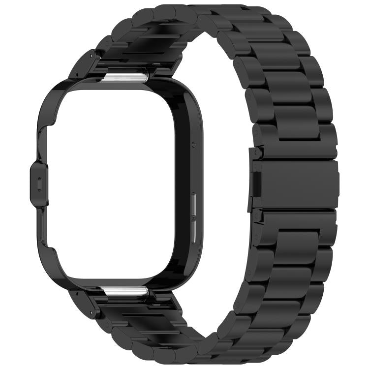 For Huawei Watch Fit 4 Pro Metal Frame Integrated Three Beads Buckle Stainless Steel Watch Band