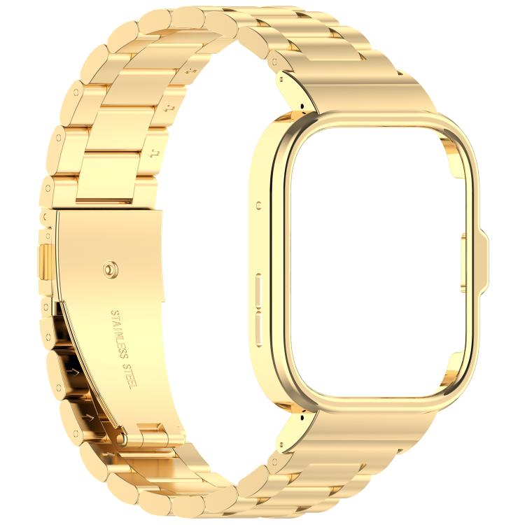 For Huawei Watch Fit 4 Pro Metal Frame Integrated Three Beads Buckle Stainless Steel Watch Band