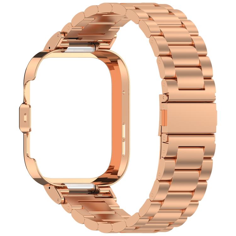 For Huawei Watch Fit 4 Pro Metal Frame Integrated Three Beads Buckle Stainless Steel Watch Band