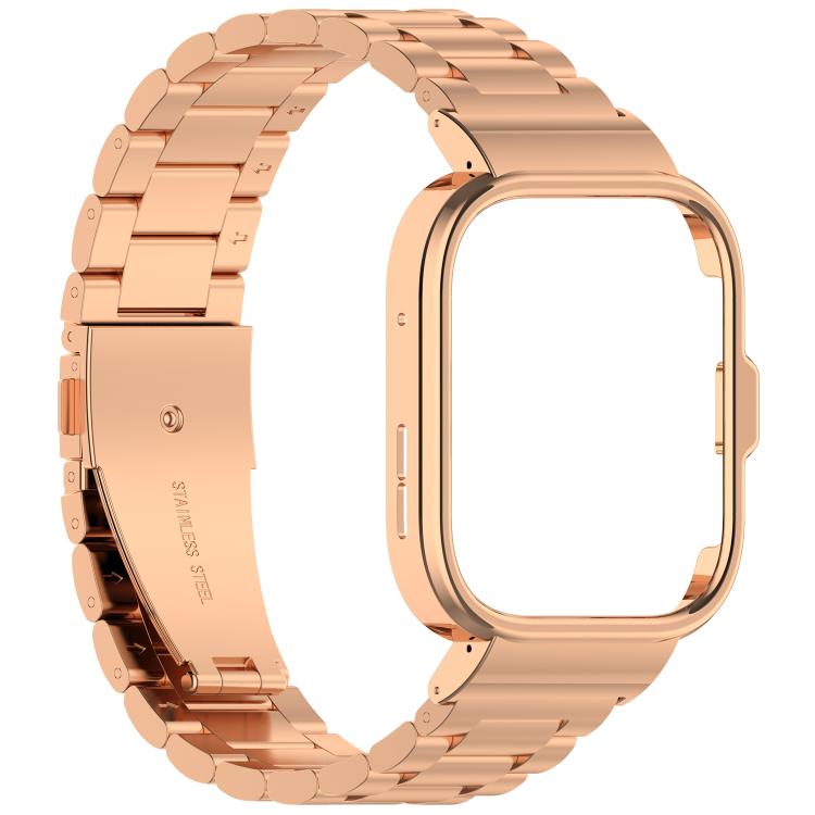 For Huawei Watch Fit 4 Pro Metal Frame Integrated Three Beads Buckle Stainless Steel Watch Band
