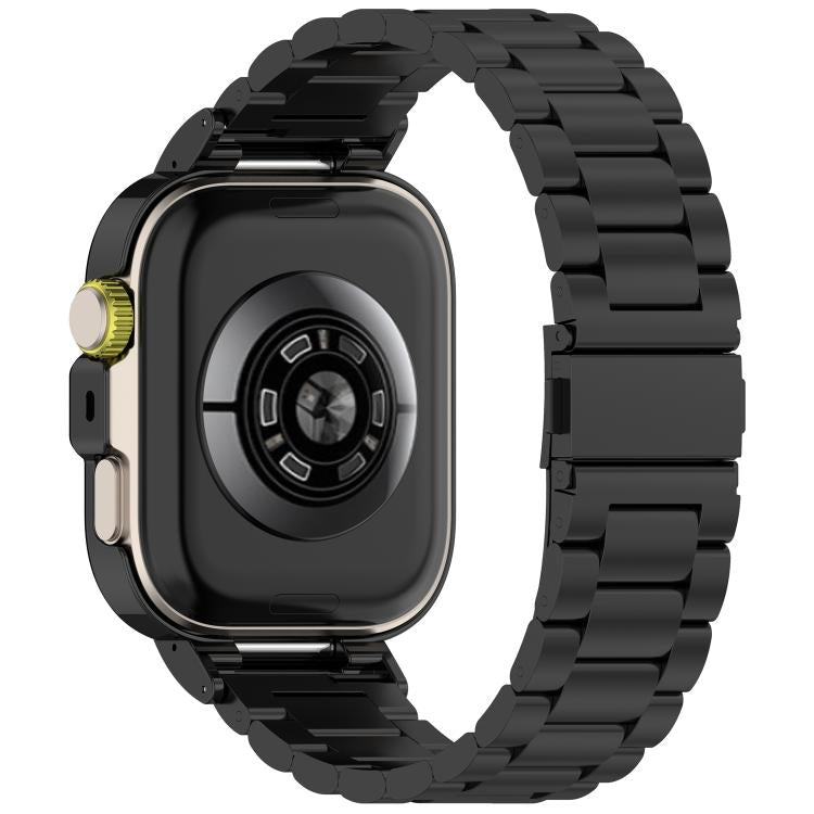 For Huawei Watch Fit 4 Metal Frame Integrated Three Beads Buckle Stainless Steel Watch Band