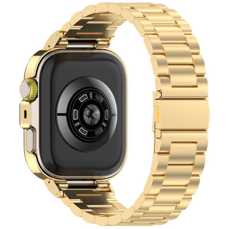 For Huawei Watch Fit 4 Metal Frame Integrated Three Beads Buckle Stainless Steel Watch Band
