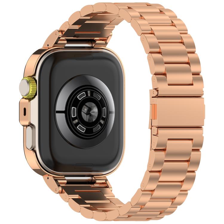 For Huawei Watch Fit 4 Metal Frame Integrated Three Beads Buckle Stainless Steel Watch Band