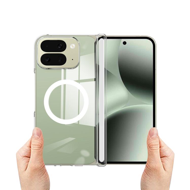 For Google Pixel 10 Pro Fold Scratchproof PC Magnetic Shaft MagSafe Phone Case - Transparent