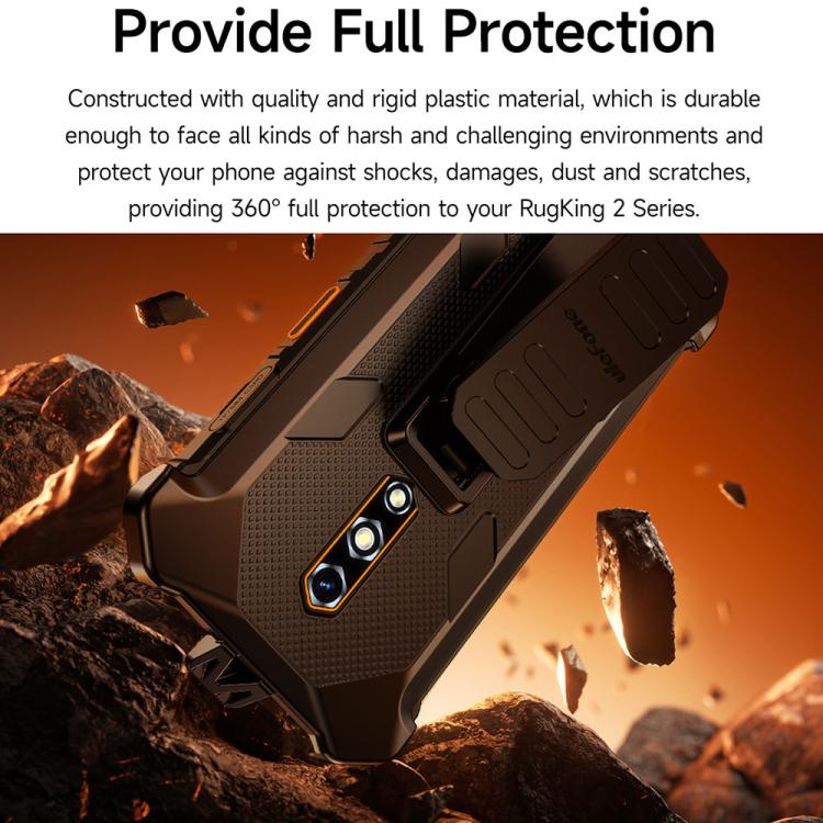 For Ulefone RugKing 2 Pro Ulefone Armor Back Clip Phone Case with Carabiner - Black