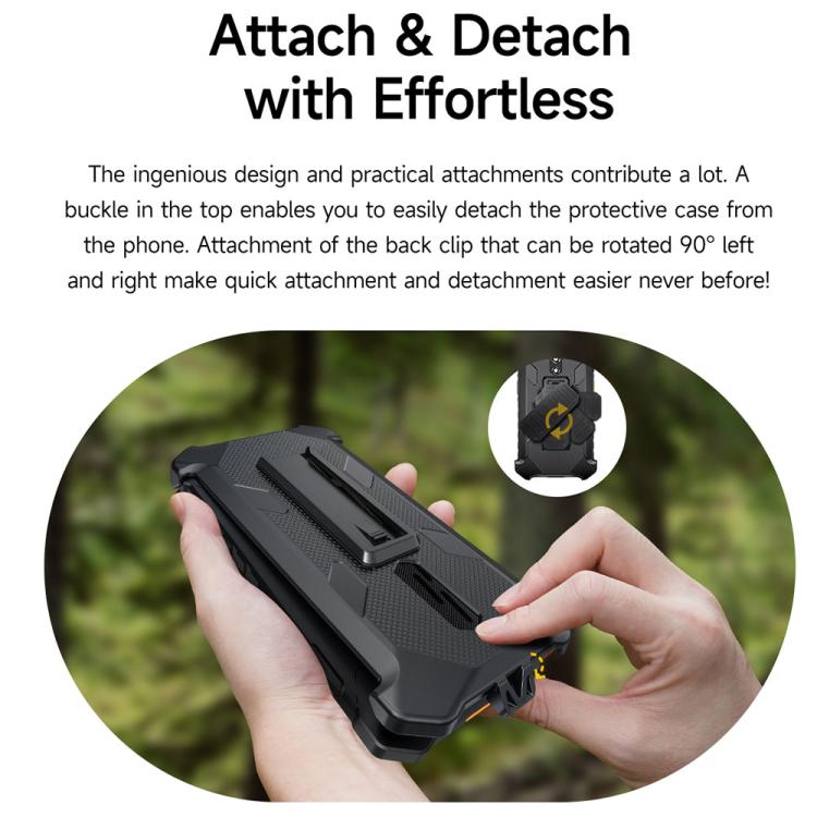 For Ulefone RugKing 2 Pro Ulefone Armor Back Clip Phone Case with Carabiner - Black