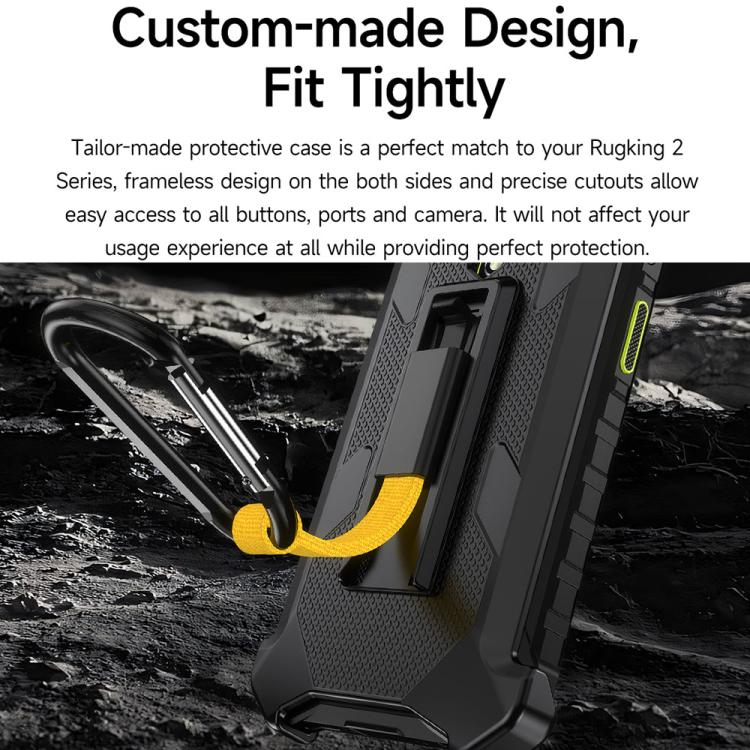 For Ulefone RugKing 2 Pro Ulefone Armor Back Clip Phone Case with Carabiner - Black