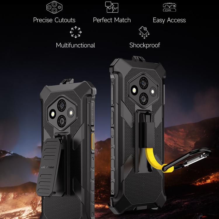 For Ulefone RugKing 3 Pro Ulefone Armor Back Clip Phone Case with Carabiner - Black