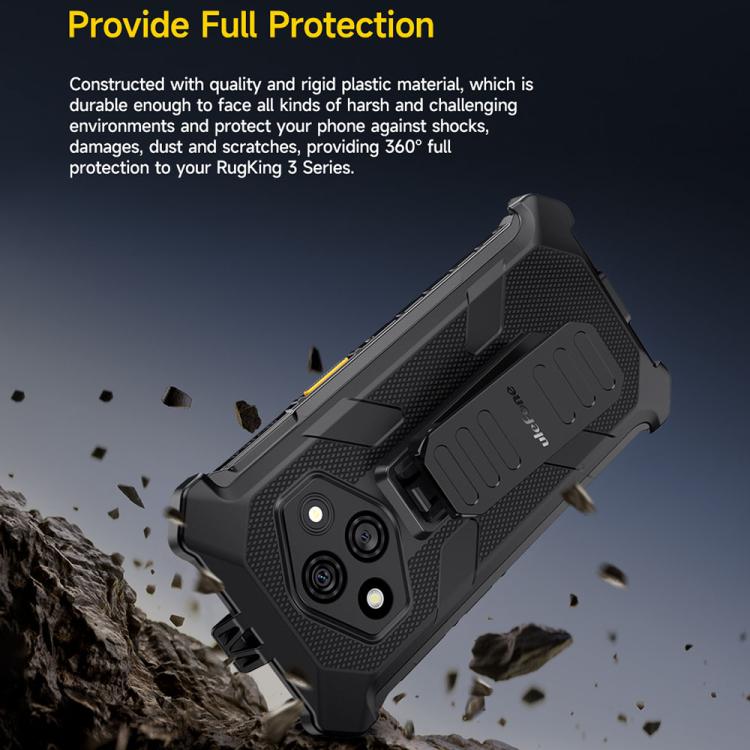 For Ulefone RugKing 3 Pro Ulefone Armor Back Clip Phone Case with Carabiner - Black
