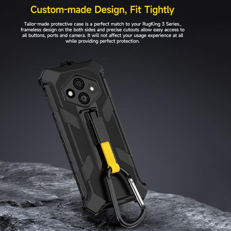 For Ulefone RugKing 3 Pro Ulefone Armor Back Clip Phone Case with Carabiner - Black