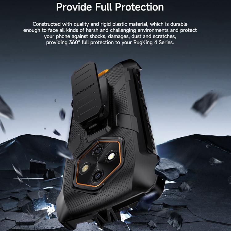 For Ulefone RugKing 4 Pro Ulefone Armor Back Clip Phone Case with Carabiner - Black