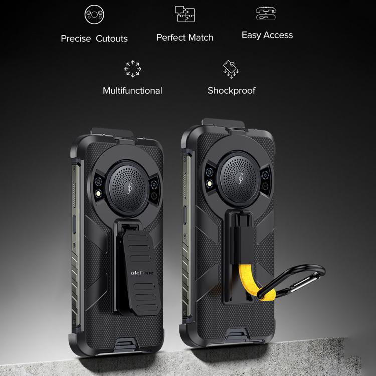 For Ulefone RugKing Ulefone Armor Back Clip Phone Case with Carabiner - Black