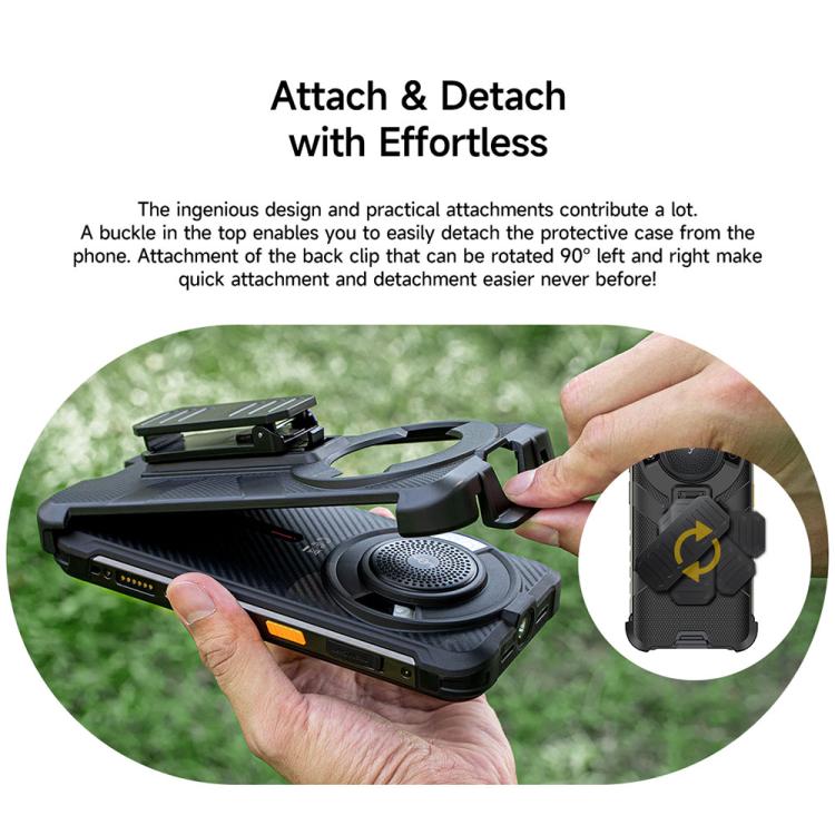 For Ulefone RugKing Ulefone Armor Back Clip Phone Case with Carabiner - Black