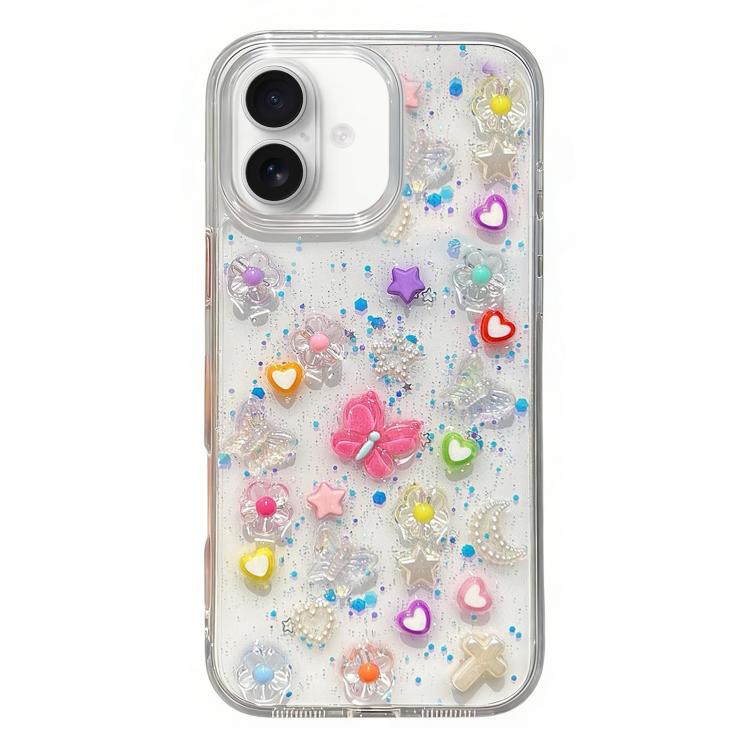 For iPhone 16 Epoxy Plum Blossom Acrylic Phone Case - Transparent