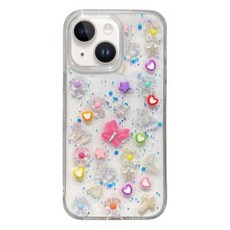 For iPhone 15 Plus Epoxy Plum Blossom Acrylic Phone Case - Transparent