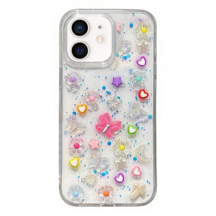 For iPhone 12 Epoxy Plum Blossom Acrylic Phone Case - Transparent