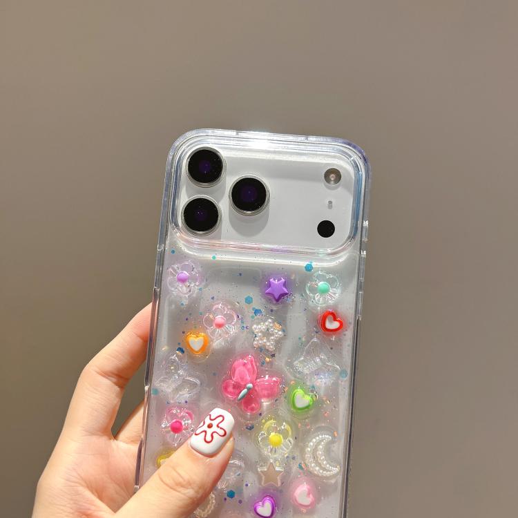For iPhone 17 Pro Max Epoxy Plum Blossom Acrylic Phone Case - Transparent