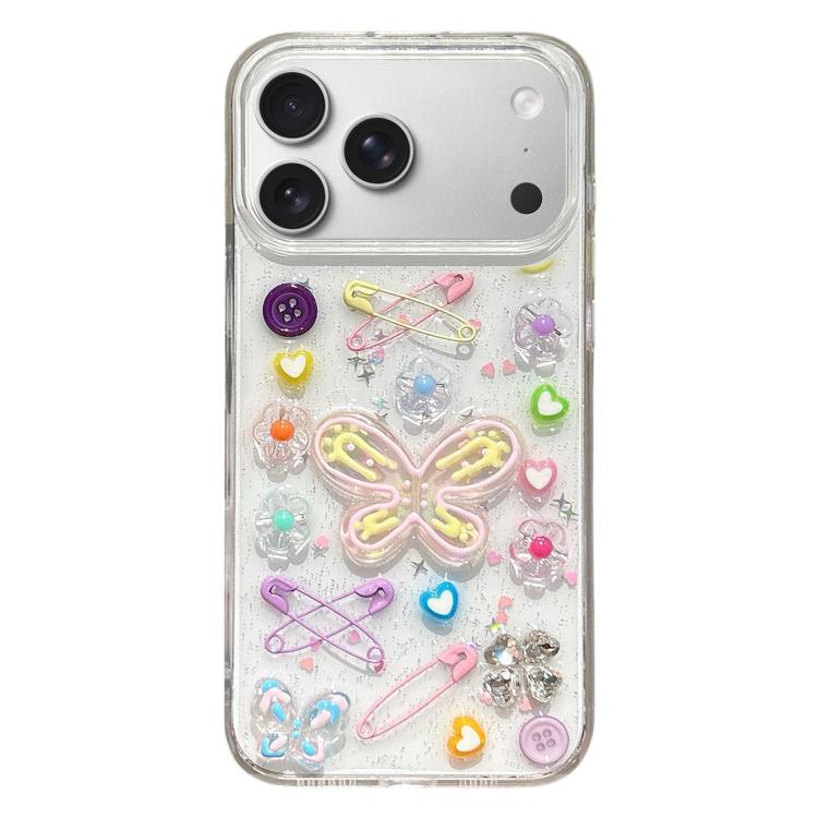 For iPhone 17 Pro Max Epoxy Dopamine Butterfly Acrylic Phone Case