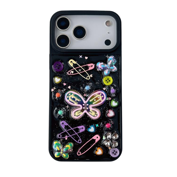 For iPhone 17 Pro Epoxy Dopamine Butterfly Acrylic Phone Case