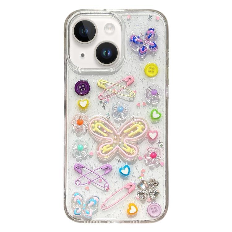 For iPhone 14 Plus Epoxy Dopamine Butterfly Acrylic Phone Case