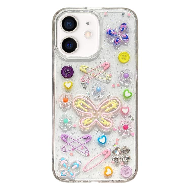 For iPhone 12 Epoxy Dopamine Butterfly Acrylic Phone Case