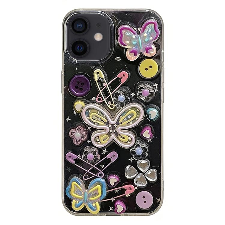 For iPhone 12 Epoxy Dopamine Butterfly Acrylic Phone Case