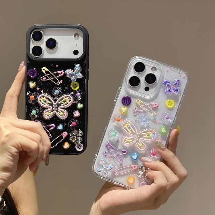 For iPhone Air Epoxy Dopamine Butterfly Acrylic Phone Case