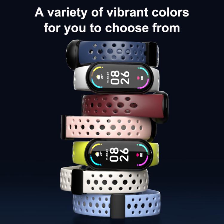 For Xiaomi Smart Band 10 / 9 / 8 Round Holes Magnetic Black Buckle Silicone Watch Band