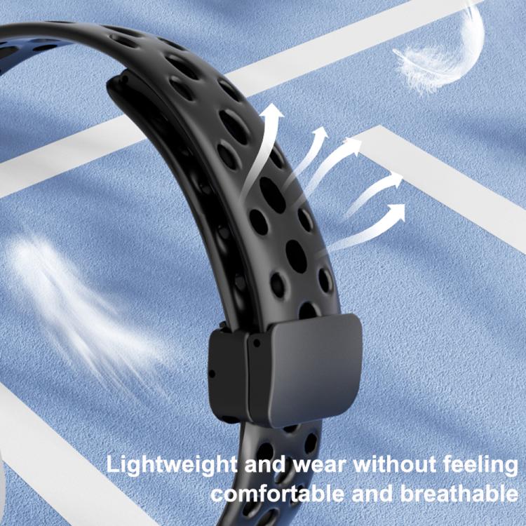 For Xiaomi Smart Band 10 / 9 / 8 Round Holes Magnetic Black Buckle Silicone Watch Band