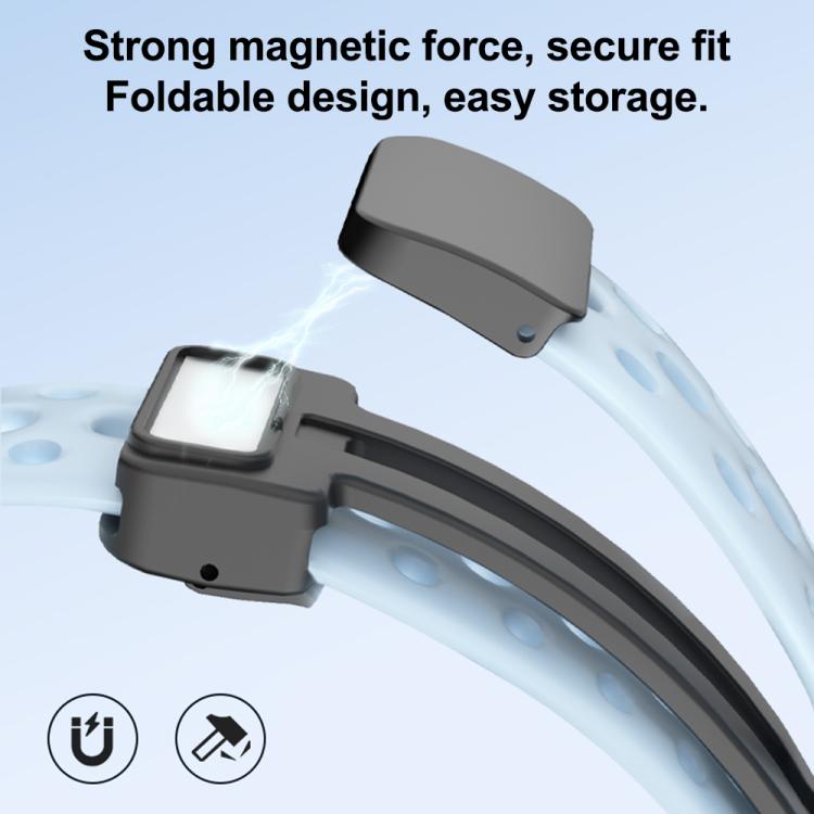 For Xiaomi Smart Band 10 / 9 / 8 Round Holes Magnetic Black Buckle Silicone Watch Band