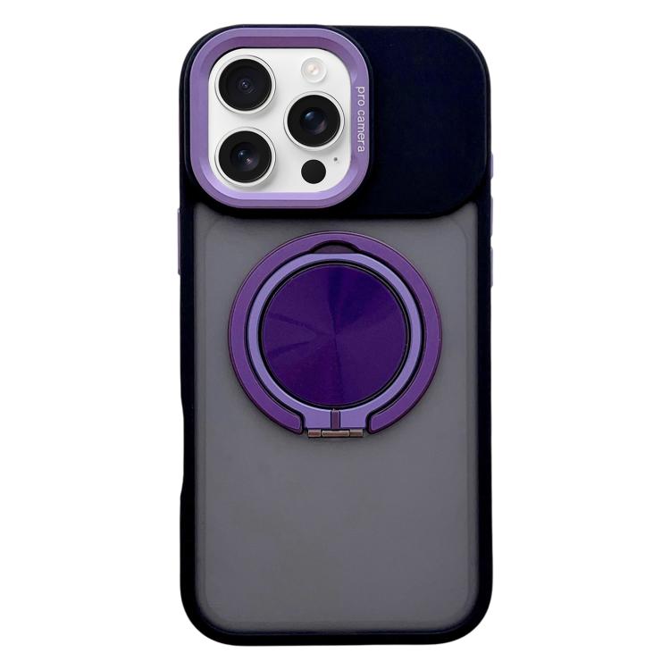 For iPhone 16 Pro Skin Feel Frosted 360 Degree Rotation Magnetic Holder MagSafe Phone Case