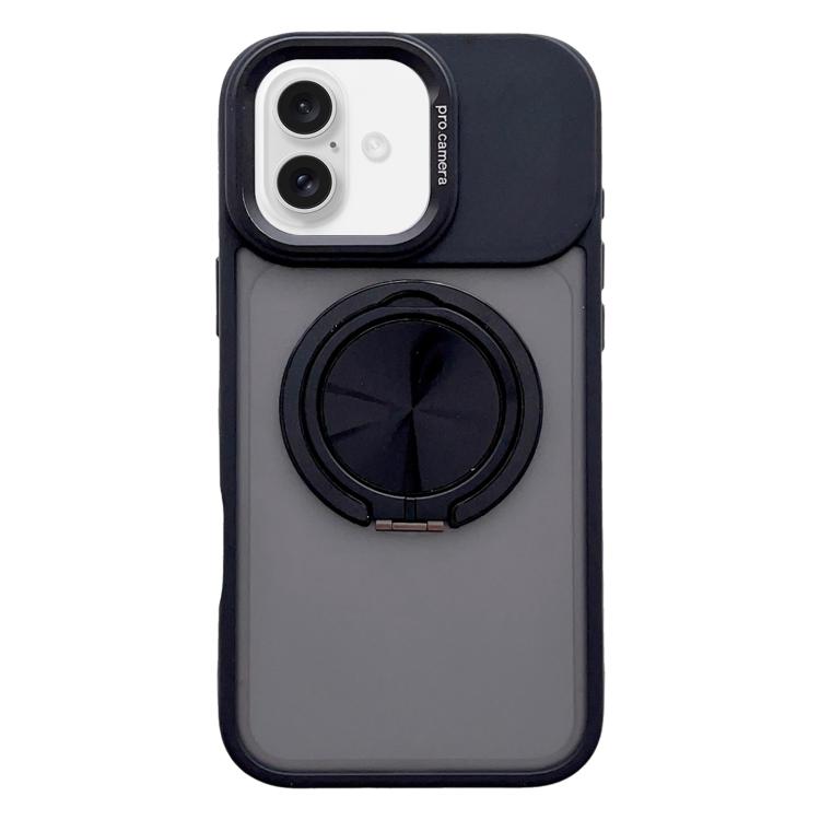 For iPhone 16 Plus Skin Feel Frosted 360 Degree Rotation Magnetic Holder MagSafe Phone Case