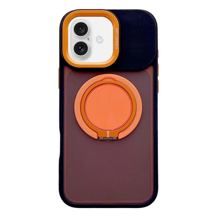 For iPhone 16 Skin Feel Frosted 360 Degree Rotation Magnetic Holder MagSafe Phone Case