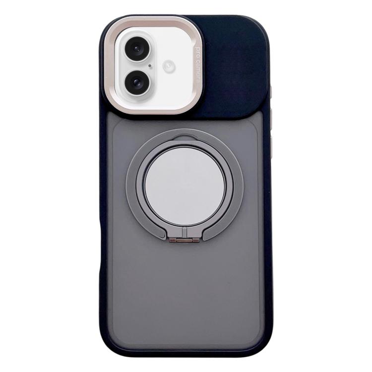 For iPhone 16 Skin Feel Frosted 360 Degree Rotation Magnetic Holder MagSafe Phone Case