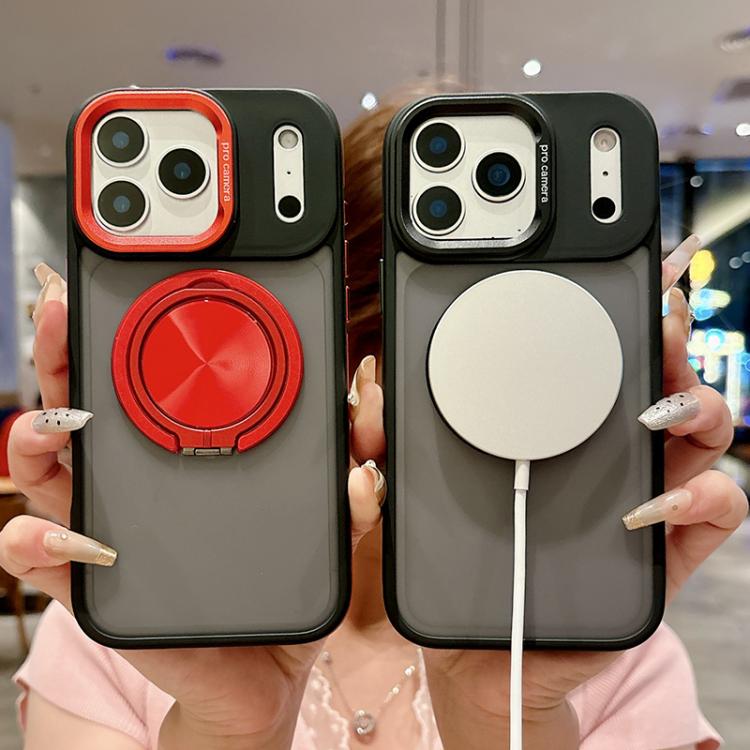 For iPhone 16 Pro Max Skin Feel Frosted 360 Degree Rotation Magnetic Holder MagSafe Phone Case