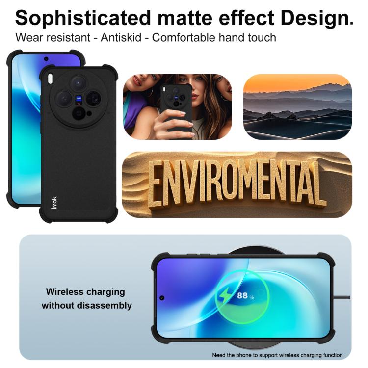 For vivo X300 imak Shockproof Airbag TPU Phone Case - Matte Black